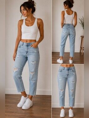 NWT refuge Light Blue Distressed Boyfriend Jeans